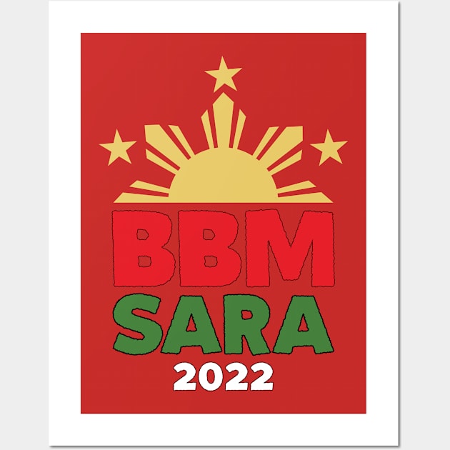 Vote BBM Sara 2022 - Red Philippine Flag Filipino Pinoy Wall Art by ForYouByAG